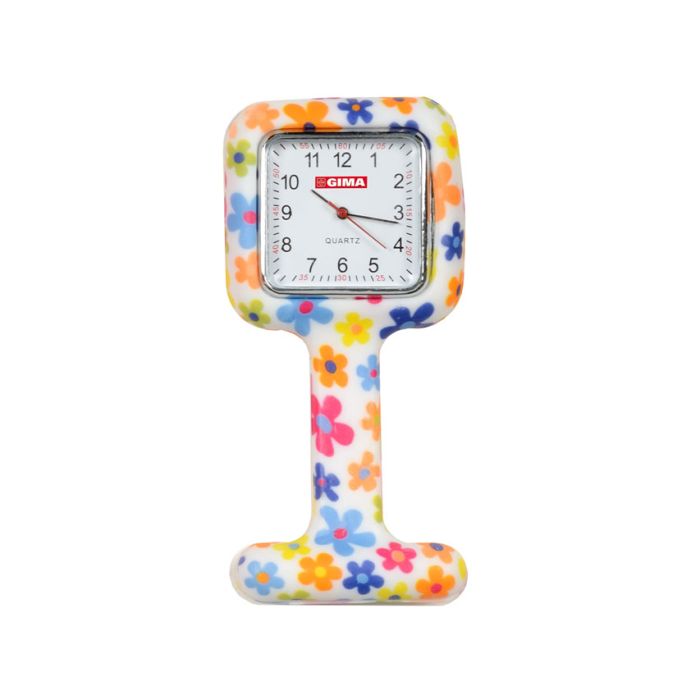 Orologio per infermiere quadrato fantasia fiori Gima