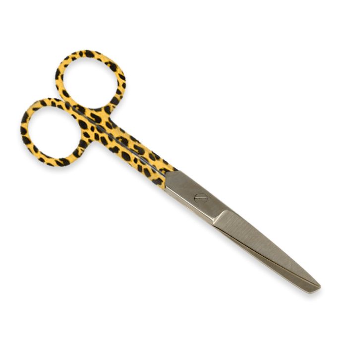 Forbici rette con punte alterne in acciaio inox 14 cm anelli fantasia leopardo Gima