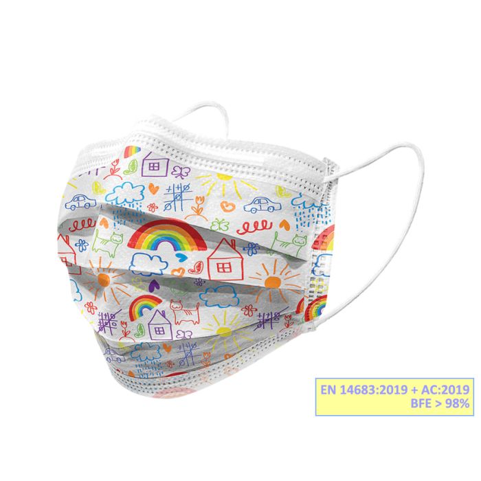 Mascherine Chirurgiche filtranti IIR cartoon pediatriche Gisafe Gima Conf. 10 pezzi