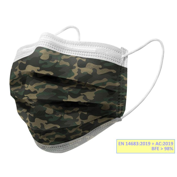 Mascherine Chirurgiche filtranti IIR militare adulti Gisafe Gima Conf. 10 pezzi