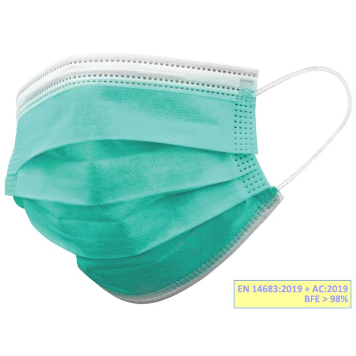 Mascherine Chirurgiche filtranti IIR verde chiaro adulti Gisafe Gima Conf. 50 pezzi