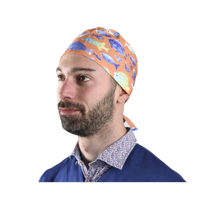 Cappellino chirurgico sala operatoria fantasia pesci taglia M Gima