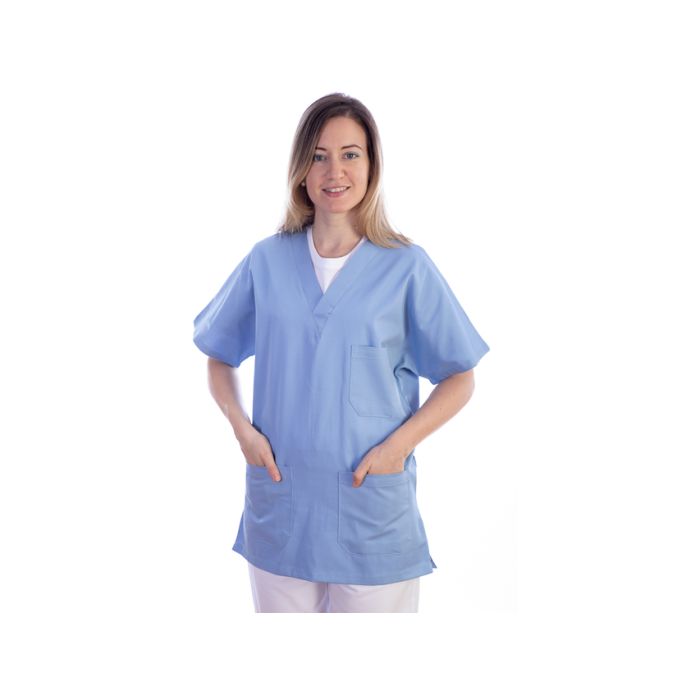 Casacca medica azzurra in cotone/poliestere unisex taglia S Gima