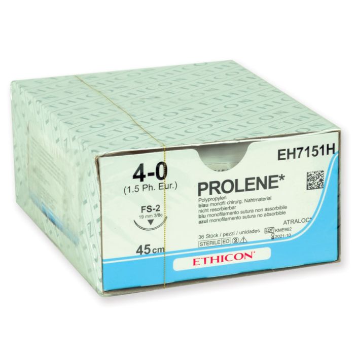 Sutura monofilamento non assorbibile Ethicon Prolene Blue 4/0 ago 19 mm 75 cm 36 pezzi
