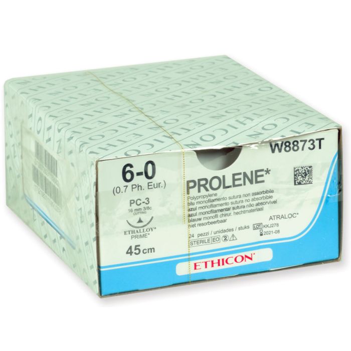 Sutura monofilamento non assorbibile Ethicon Prolene Blue 6/0 ago 16 mm 24 pezzi
