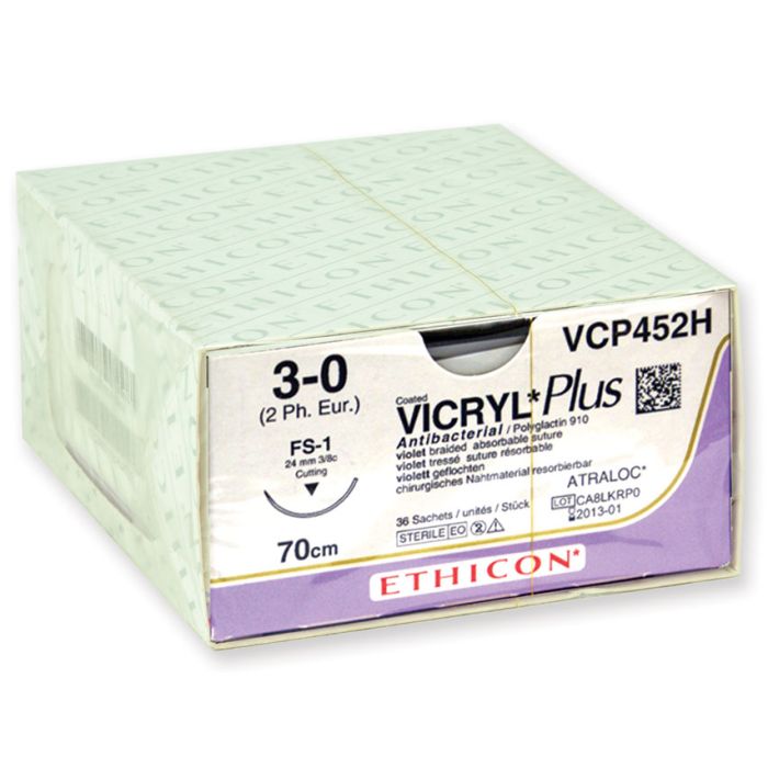 Sutura assorbibile Ethicon Vicryl Plus 3/0 ago 24 mm 36 pezzi