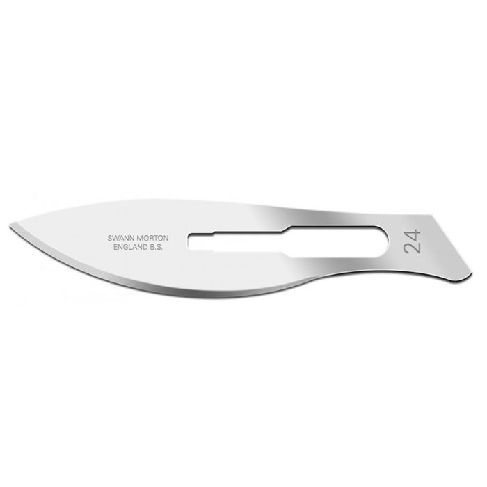 Lame bisturi in acciaio al carbonio Swann-Morton n. 24 sterili 100 pezzi