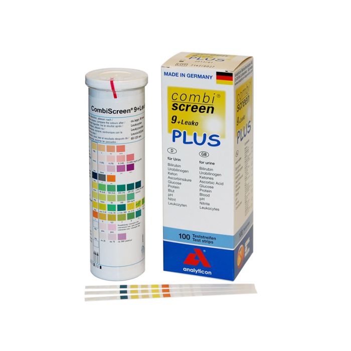 Strisce urine per test visivo Combi screen 9+leuko plus, 9+1 parametri, conf. 100 pezzi