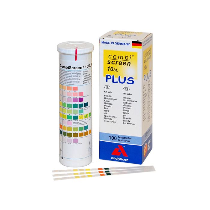 Strisce urine per test visivo Combi screen 10 plus, 10 parametri, conf. 100 pezzi