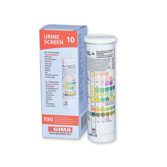 Strisce urine in flacone per test visivi professionali, 10 parametri conf. 100 pezzi