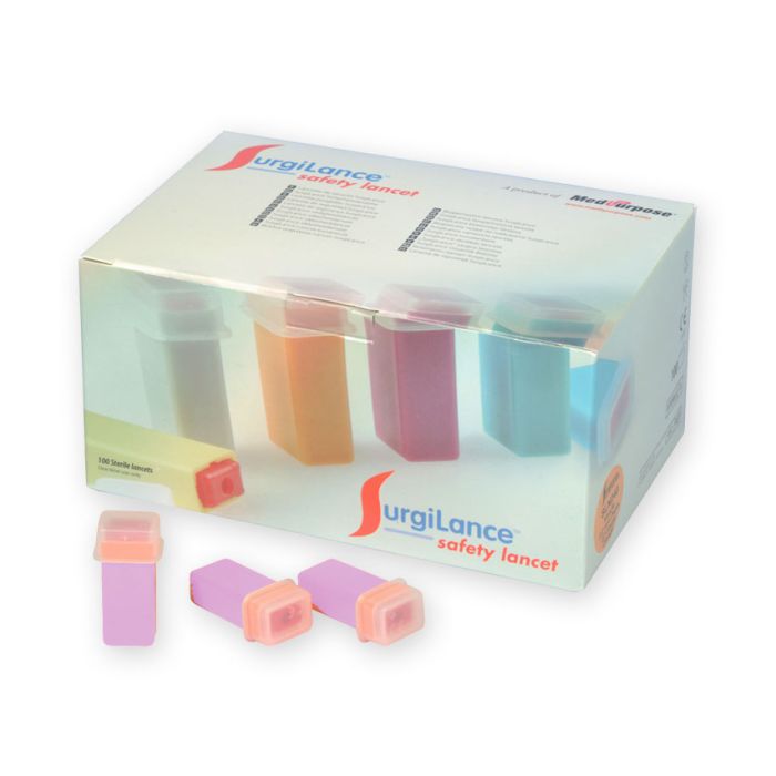 Lancette di sicurezza ago automatico calibro 21G, colore rosa, conf. 100 pezzi