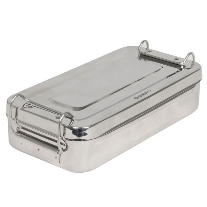 SCATOLA PORTASTRUMENTI IN ACCIAIO INOX 20x10x4,5 cm con manici 