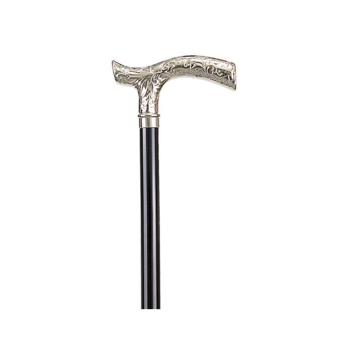 BASTONE IN LEGNO "LEONARDO" - manico a T in metallo inciso 