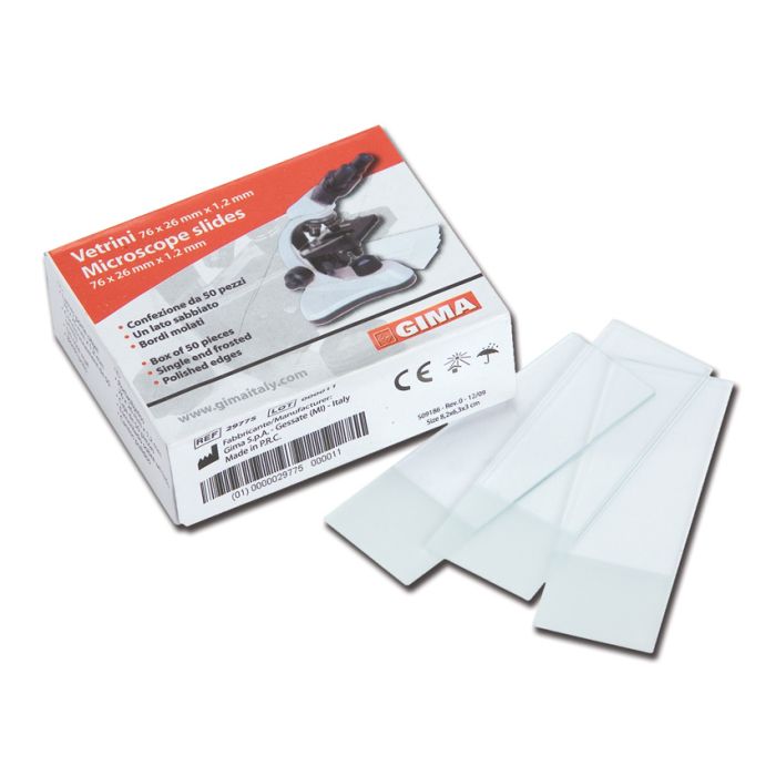 Vetrini microscopio molati e sabbiati 26x76x1,2 mm conf. 200 pz-Gima