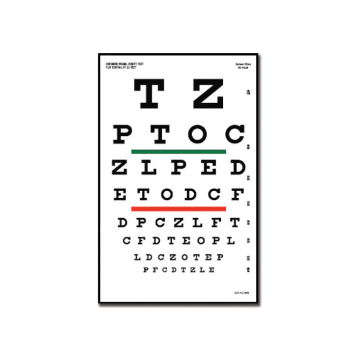 TAVOLA "SNELLEN" - 6 m - 23x35,5 cm 