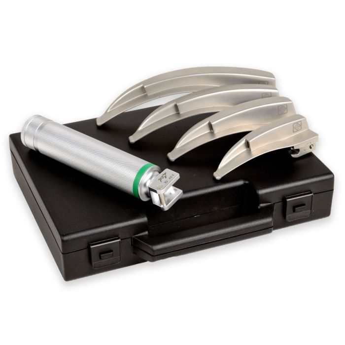 Set laringoscopio F.O. Maxlite LED 2,5 V 4 lame (lame Miller 1-2-3-4)