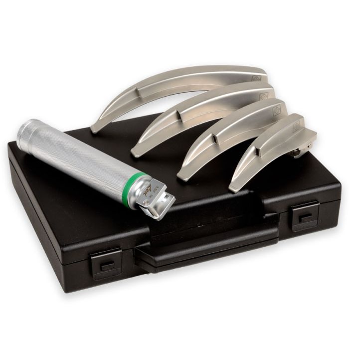 Set laringoscopio F.O. Maxlite LED 3,5 V 4 lame (lame Miller 1-2-3-4)