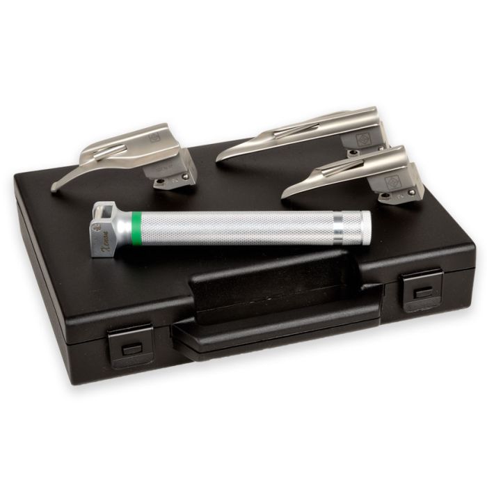 Set laringoscopio F.O. pediatrico GIMA Green 2,5 V xenon/alogeno (lame Miller 0-1, Mc Intosh 0)