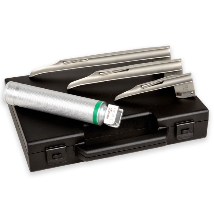 Set laringoscopio F.O. Doctor GIMA Green 2,5 V xenon/alogeno (lame Miller 1-2-3)