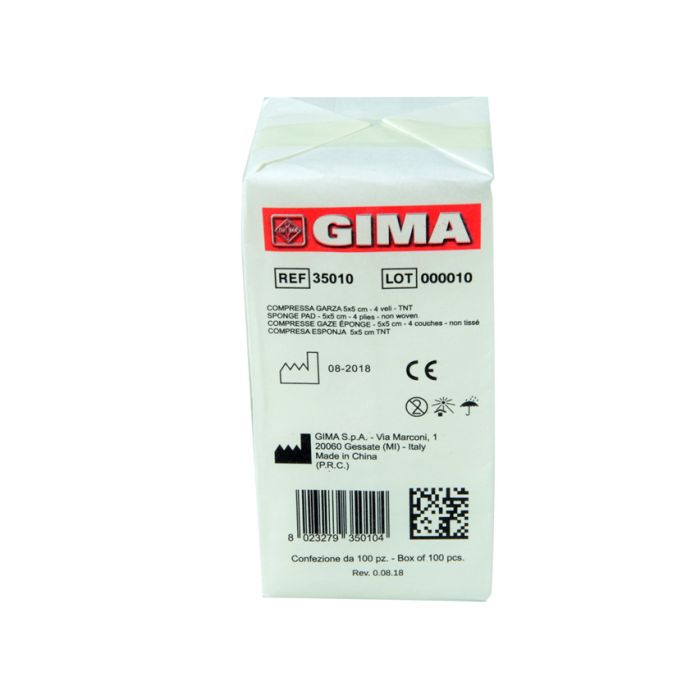 Compresse Garza TNT non sterile 5x5 cm conf. 10 pacchi da 100 Gima