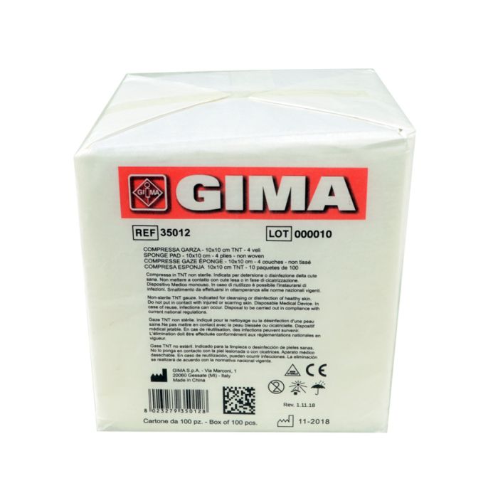 Compresse Garza TNT non sterile 10x10 cm conf. 10 pacchi da 100 Gima