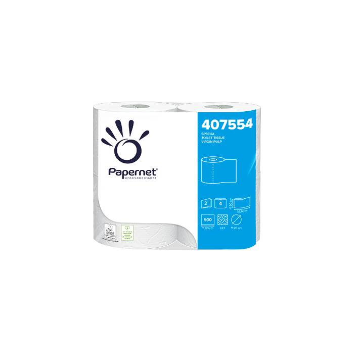 Papernet 407554 carta igienica 4 rotoli 500 strappi compatta 2 veli 