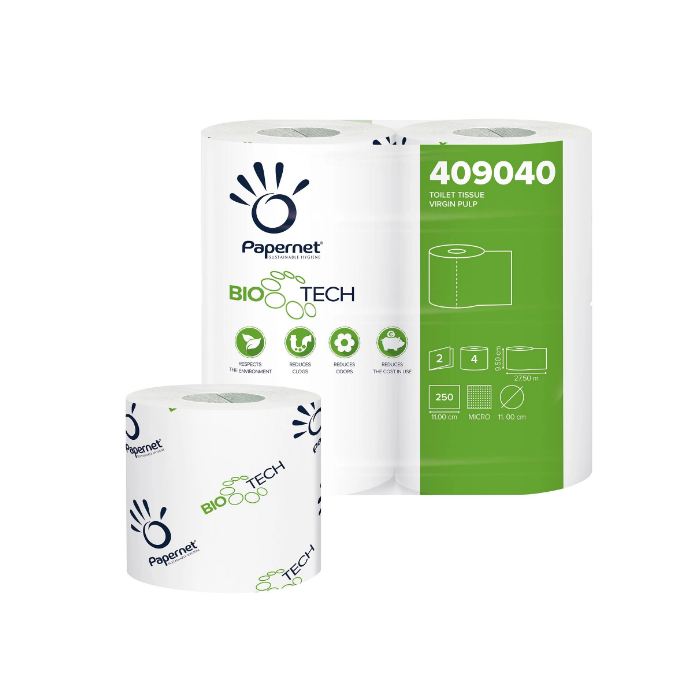 Papernet 409040 carta igienica fascettata Bio tech 250 strappi 96 rotoli 2 veli