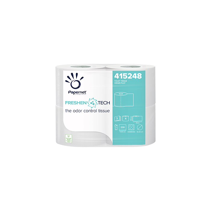 Papernet 415248 carta igienica 4 rotoli Freshen Tech 230 strappi 3 veli profumata
