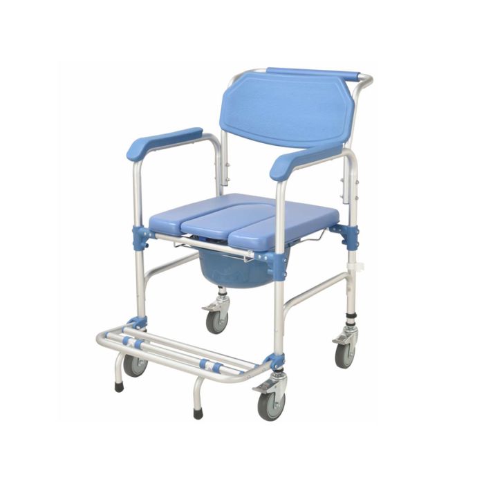 SEDIA A ROTELLE COMODA BLU - sedia da bagno con rotelle 