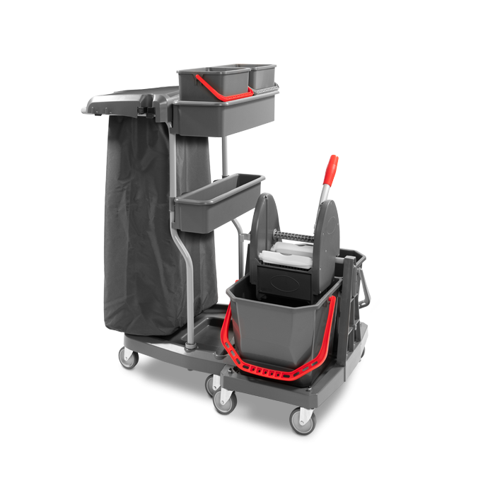 VDM LZSM S4 C ECOGREEN carrello pulizia pavimenti con reggisacco in plastica aperto con strizzatore per frangia