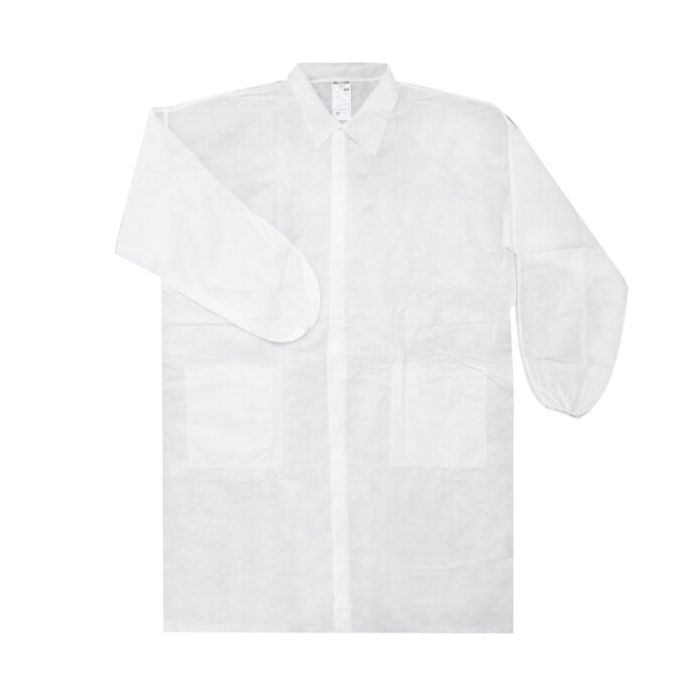 Rays Camice da laboratorio in SMS bianco da 30gr./m2 con colletto e chiusura anteriore con velcro