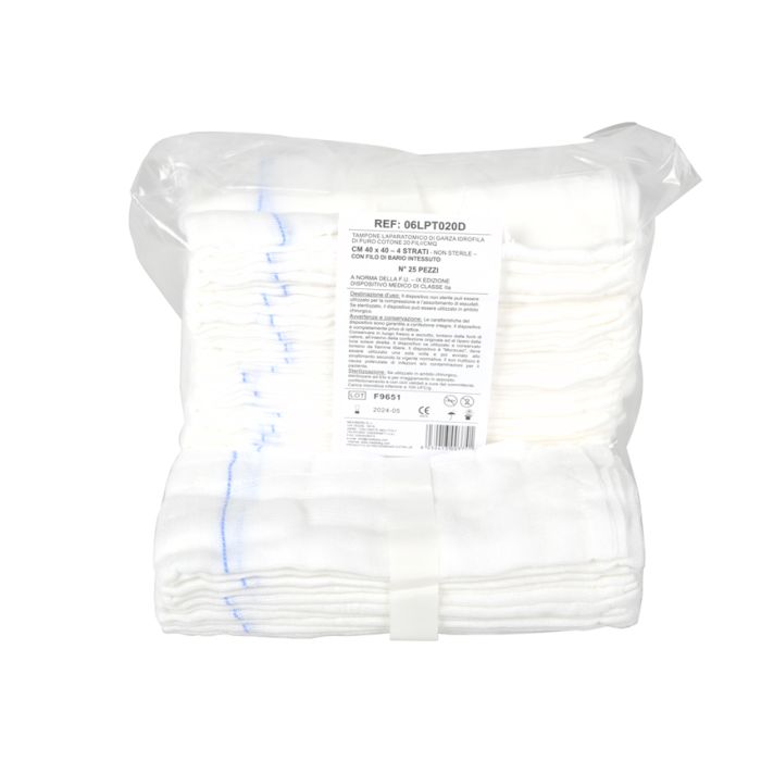 Garza laparatomica bianca non sterile 40x40 cm 4 fili conf. 250 pezzi