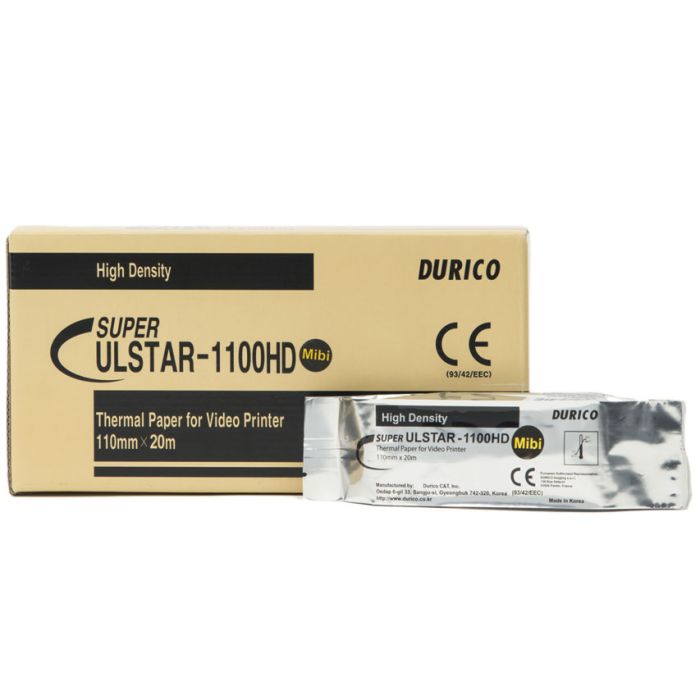 Carta videostampante durico, termica per ecografi, compatibile Mitsubishi K65HM KP65HM conf. 5 pezzi