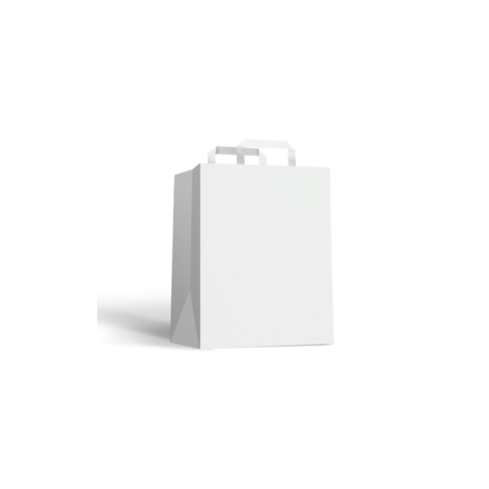  Borse shoppers in cartone con manici piatti bianche 22 x 12 x 29 cm
