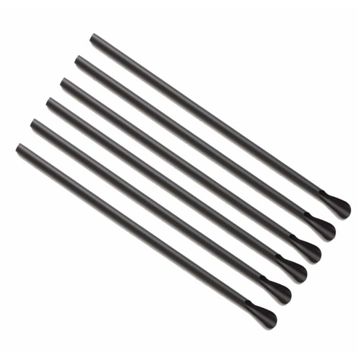 Cannucce nere con paletta per granita in PLA - cm 21x6 mm conf. 250 pezzi compostabili