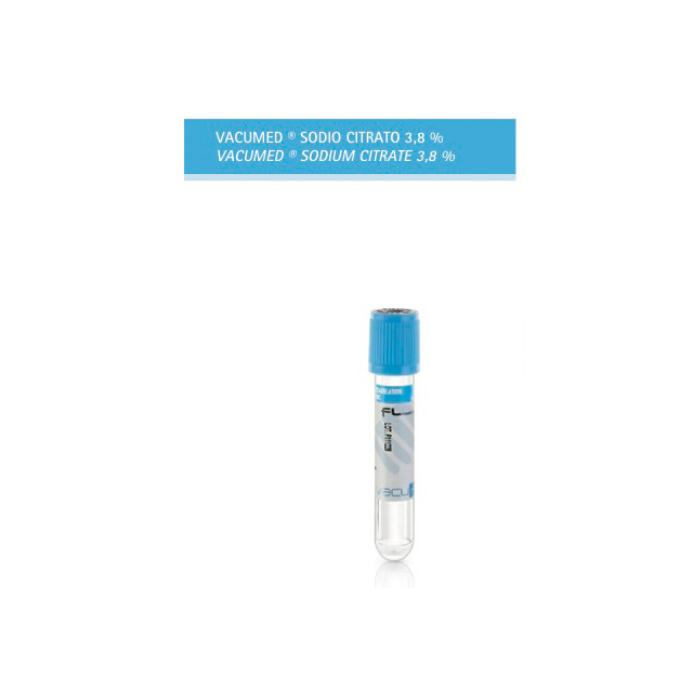 FL Medical Vacumed provetta 13 x 75 mm con sodio citrato 3,8% x 3,6ml tappo azzurro sterile 100 pezzi
