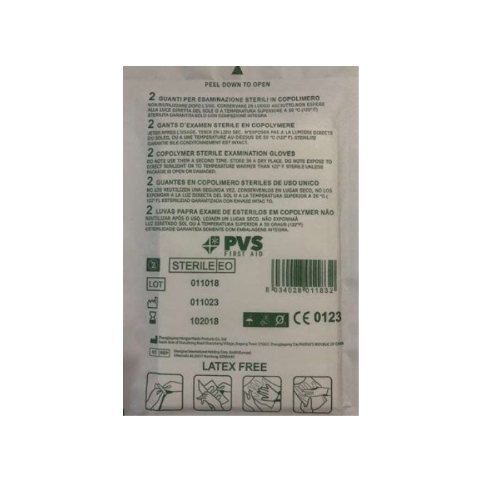 PVS guanti sterili in copolimero misura unica per cassette pronto soccorso