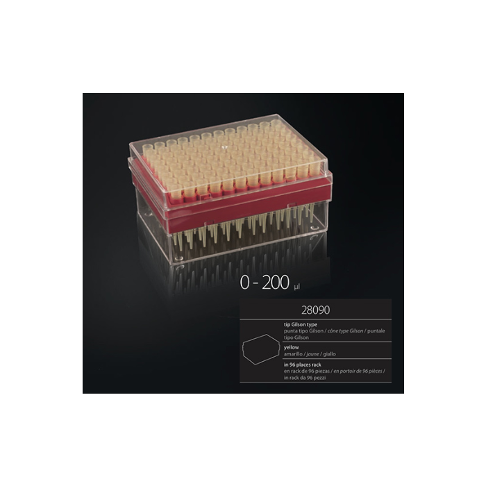 Puntale giallo tipo Gilson 0-200 ul-Rack da 96 pz