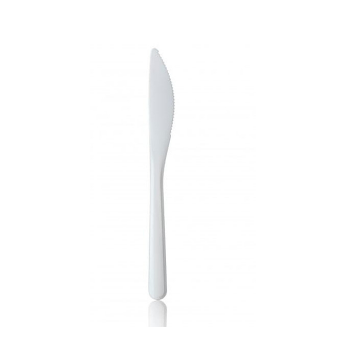Dopla coltello in plastica bianca riutilizzabile in confezione da 20 pezzi