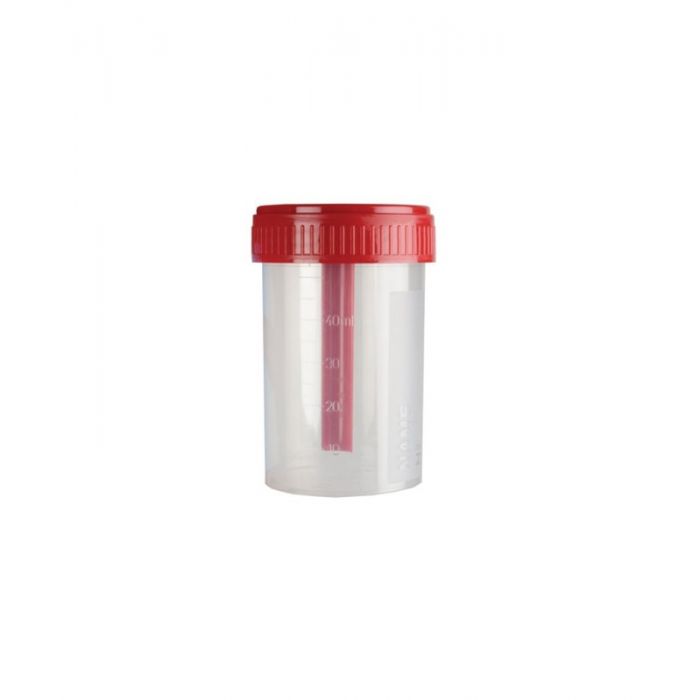 FL Medical contenitore 60 ml per feci con tappo a vite confezionato in cartoncino sterile