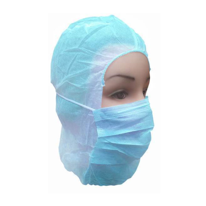 Cuffia integrale monouso con mascherina 3 Strati blu Ajsia conf. 50 pezzi