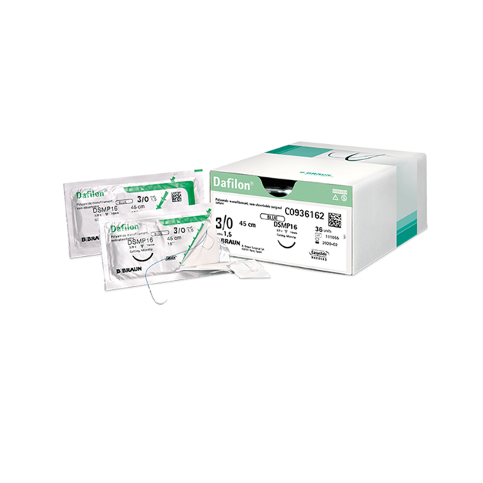 B-BRAUN DAFILON BLU Suture in nylon non assorbibili - ago 3/8 ds 16 mm - USP 5 /0 (1) - filo blu 45 cm - 36 pz