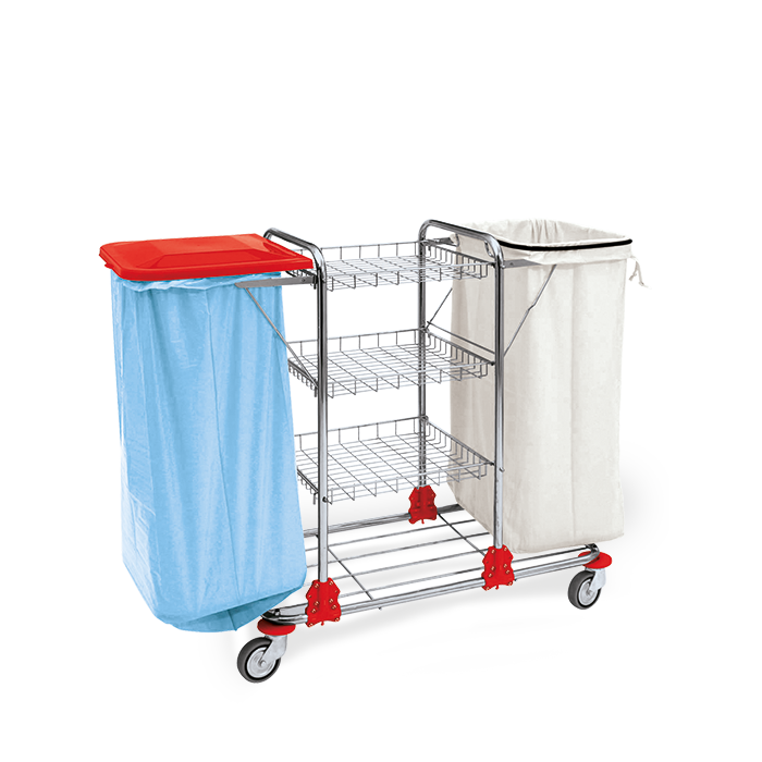 VDM ELBA 1 carrello portabiancheria in acciaio cromato dimensioni 125 x 44 x 105h