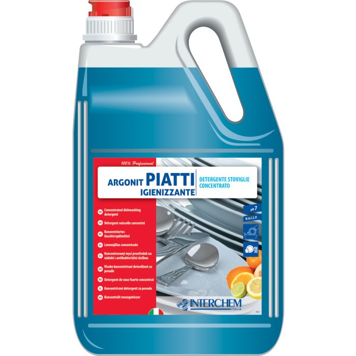 INTERCHEM ARGONIT PIATTI IGIENIZZANTE detergente ultraconcentrato igienizzante all'arancia 5 litri