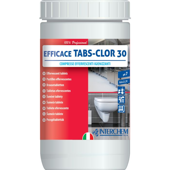 INTERCHEM EFFICACE TABS CLOR 30 pastiglie di cloro igienizzanti effervescenti 1 kg 