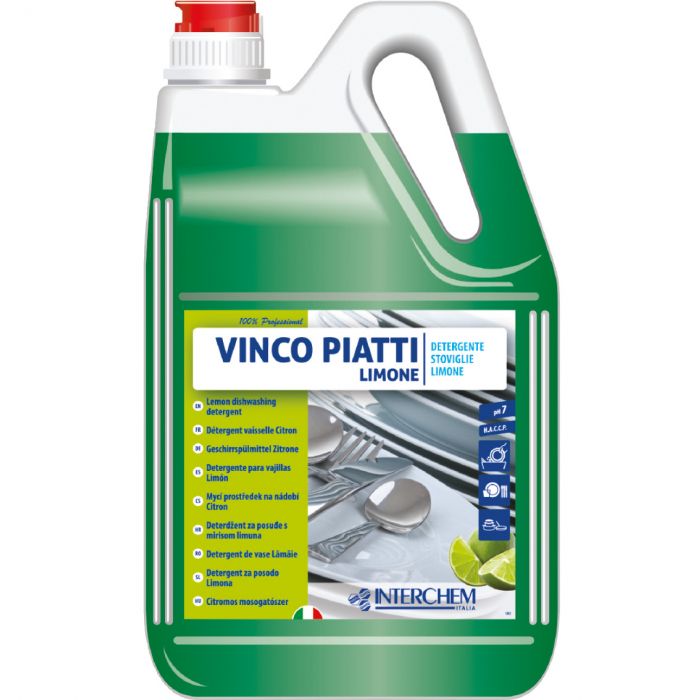 INTERCHEM VINCO PIATTI LIMONE detergente concentrato per piatti al limone 5 litri 