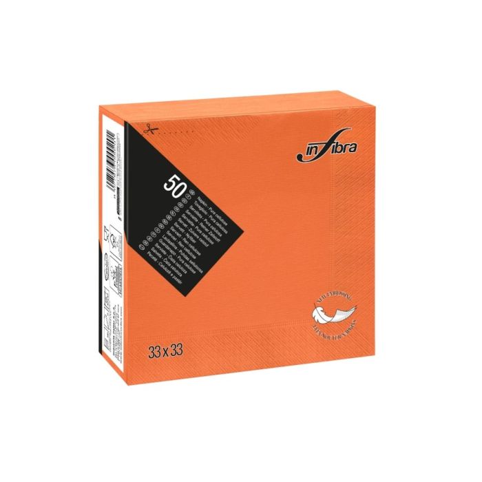 Infibra tovagliolo 33x33 arancio 2 veli 50 pezzi