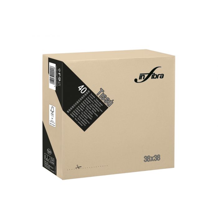 Infibra Tissù tovagliolo tortora/greige 2 veli 38 x 38 cm 40 pezzi