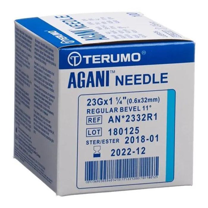 AGHI IPODERMICI TERUMO AGANI 23Gx1 1/4" - 0,6x32mm - AN*2332R1 - blu - sterili Gima conf. 100 pezzi