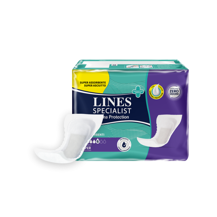 Lines specialist assorbente Derma sagomato anatomico Super Plus 30 pezzi